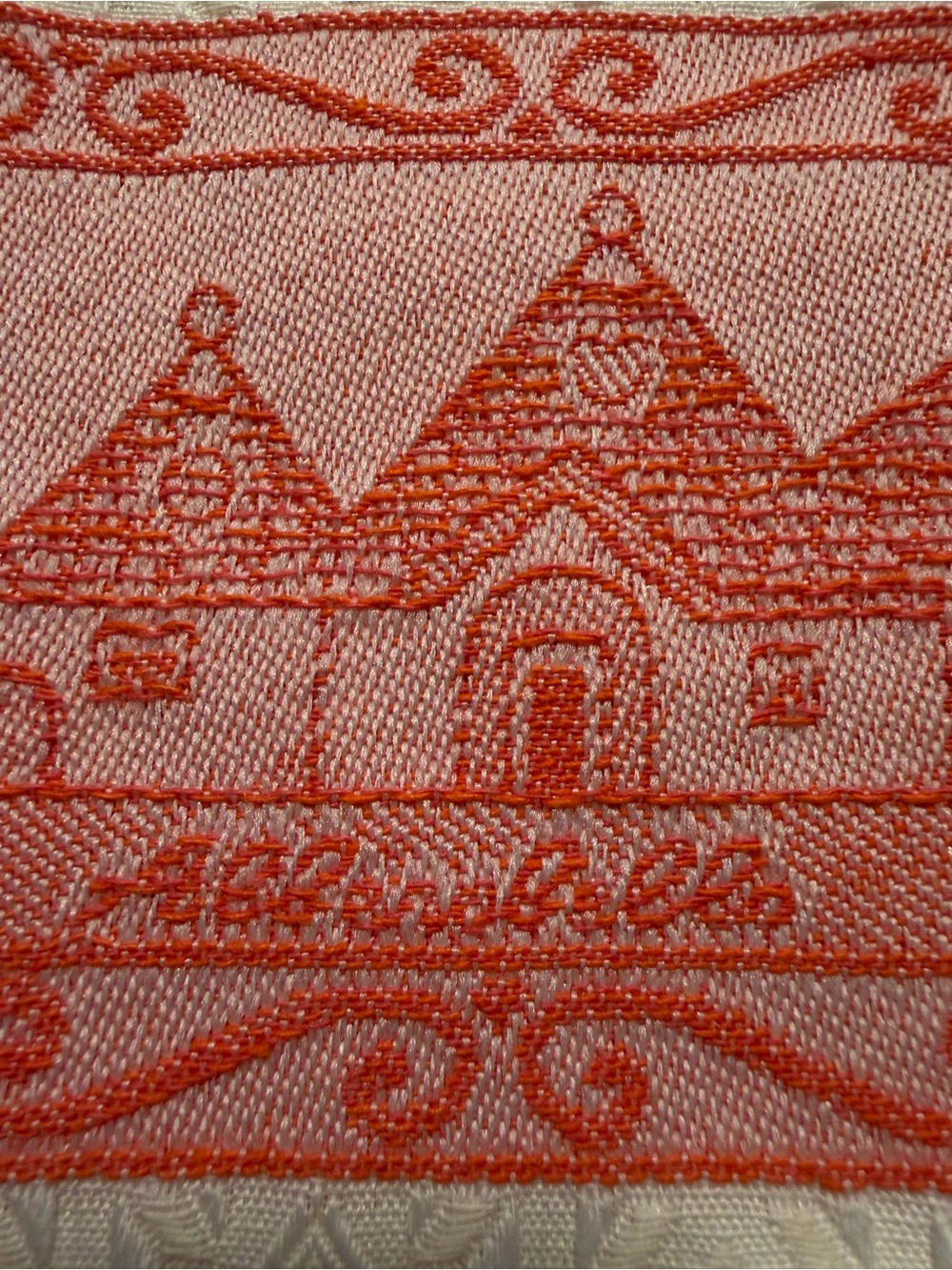 Italian Trulli Kitchen Tea Towel – Woven Jacquard Dish Towel – Cream/Coral Italy - Picture 8 of 8